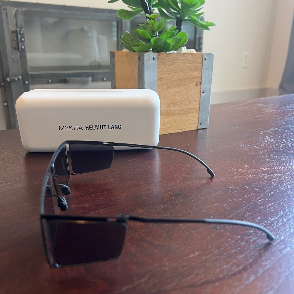 Mykita x Helmut Lang Rectangular Shield Sunglasses Black Minimalist Germany - Picture 4 of 7